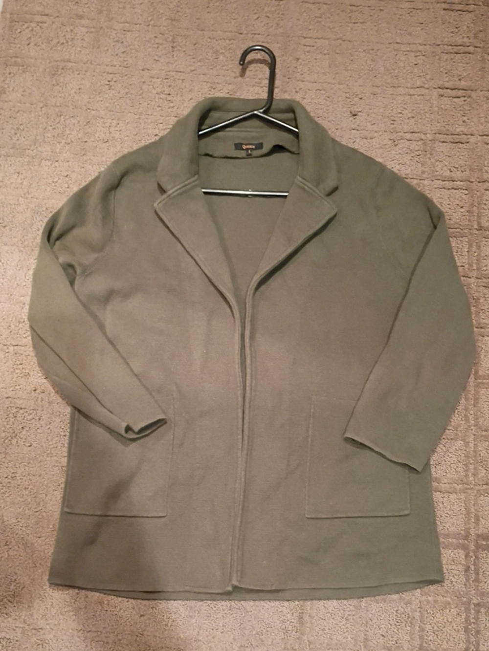 Quince Olive Green Open-Front Women's Blazer Jacket